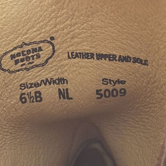 Women's Nocona Blue Bonnet Brown Western Boot 11" shaft Turquoise Stitching 6.5B - Picture 6 of 16